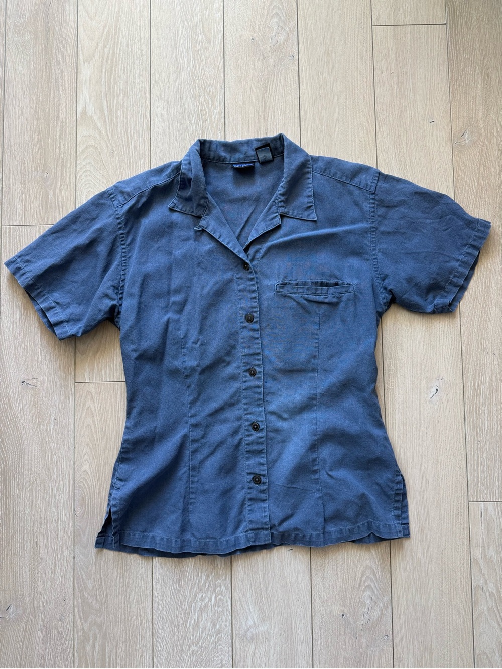 Patagonia Vintage Hemp Camp Collar Button Down Shirt in Blue Women’s Size Medium